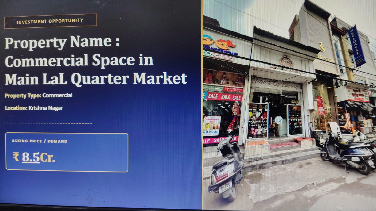 COMMERCIAL SHOP IN MAIN MARKET KIRSHAN NAGER LAL QUWATER MARKET DELHI